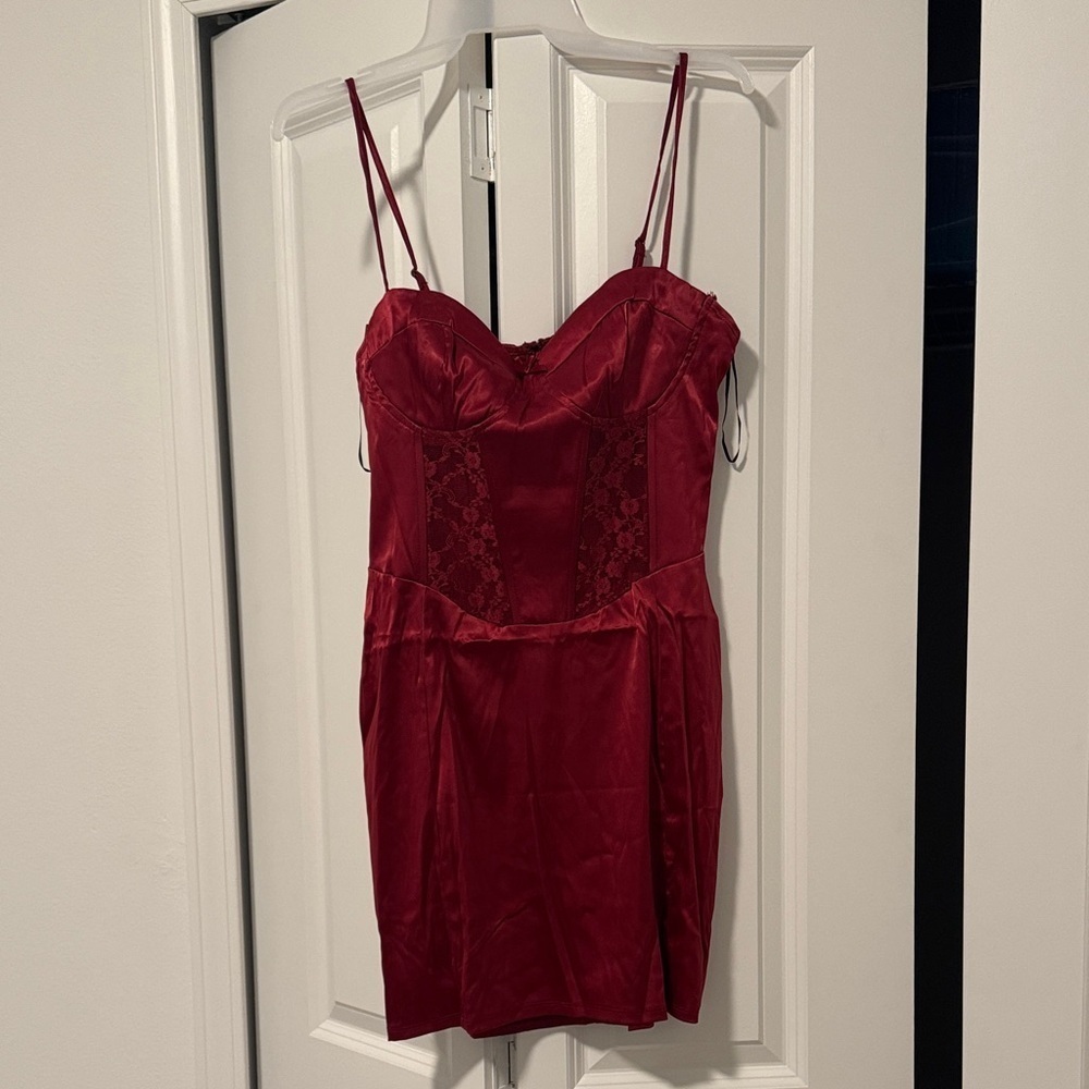 Fashion Nova Red Satin Mini Dress